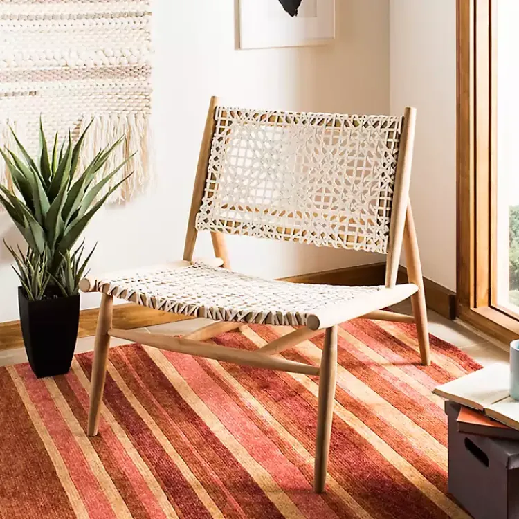 Accent Chairs-Kirklands Home Leather Woven Accent Chair White