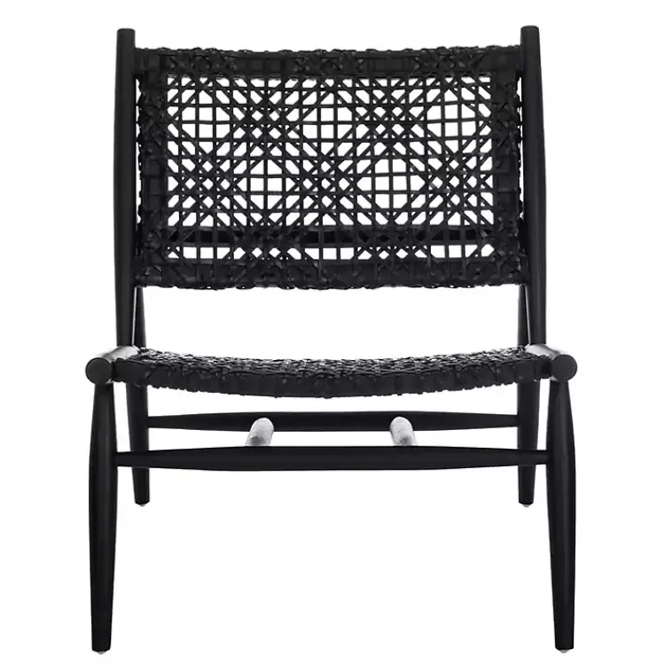 Accent Chairs-Kirklands Home Leather Woven Accent Chair Black