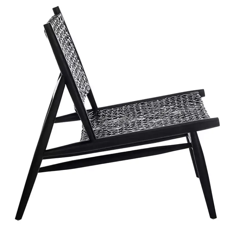 Accent Chairs-Kirklands Home Leather Woven Accent Chair Black