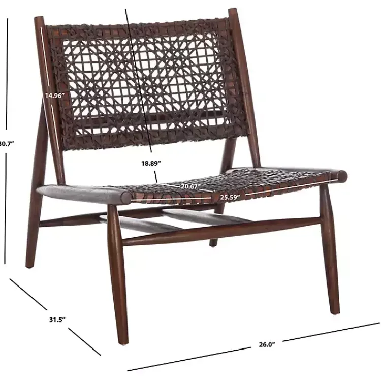 Accent Chairs-Kirklands Home Leather Woven Accent Chair Brown