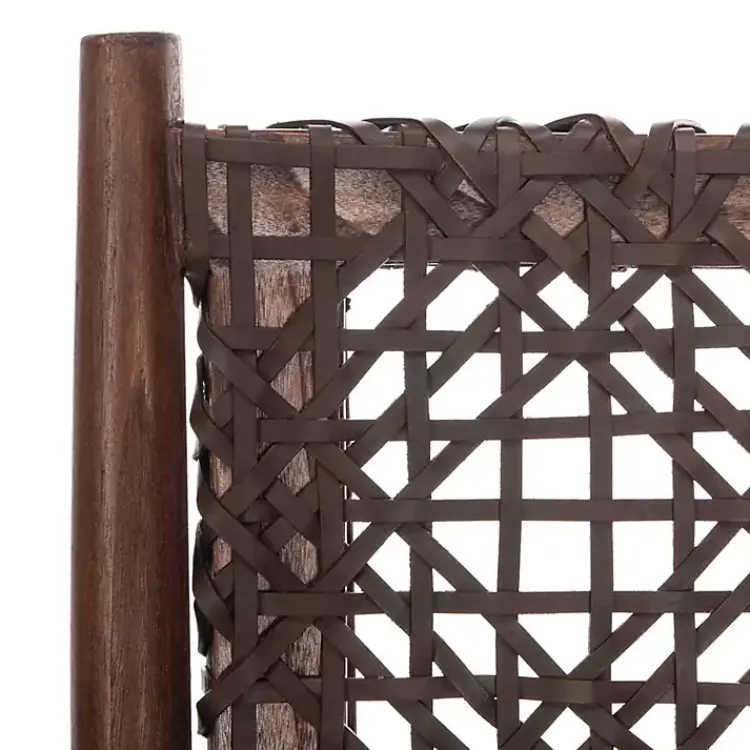 Accent Chairs-Kirklands Home Leather Woven Accent Chair Brown