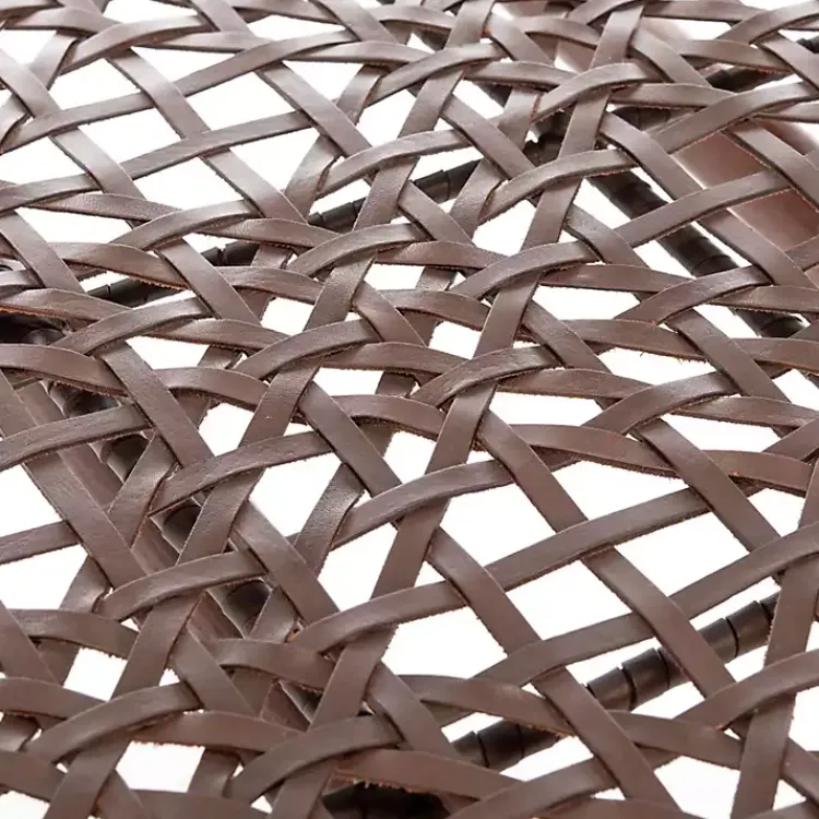 Accent Chairs-Kirklands Home Leather Woven Accent Chair Brown