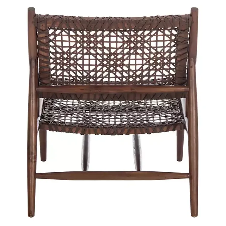 Accent Chairs-Kirklands Home Leather Woven Accent Chair Brown