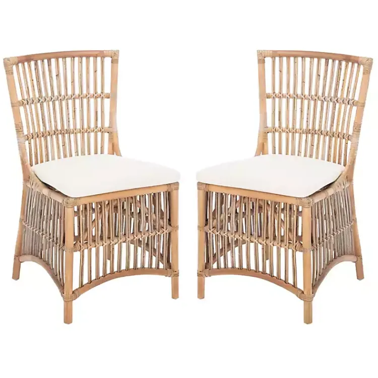Dining Chairs-Kirklands Home Rattan Erika Dining Chairs, Set of 2 White
