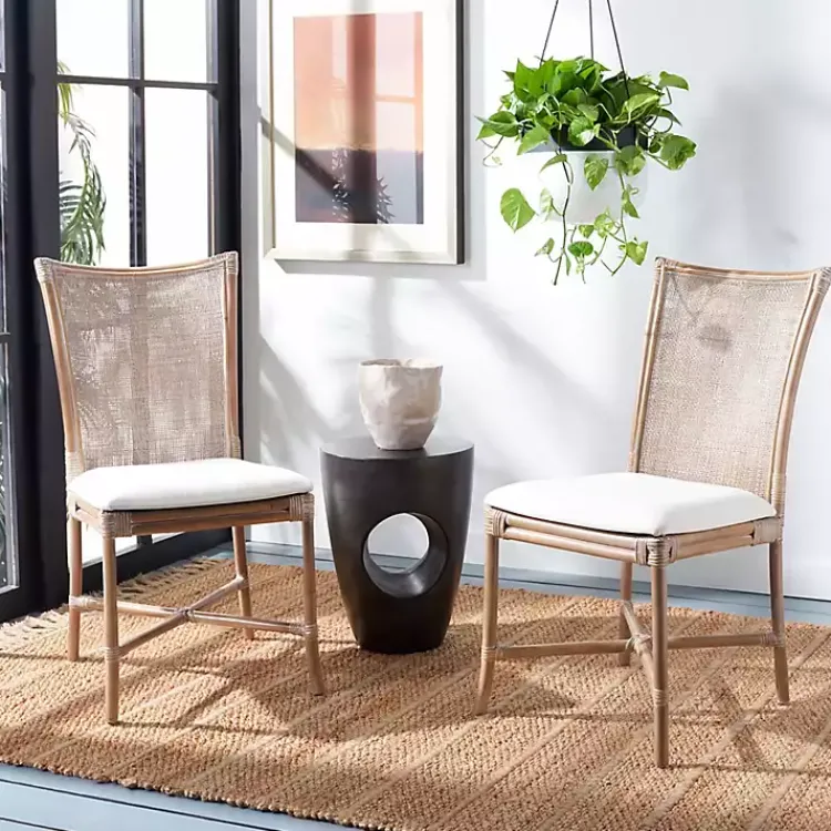 Dining Chairs-Kirklands Home Rattan Chiara Dining Chairs, Set of 2 White