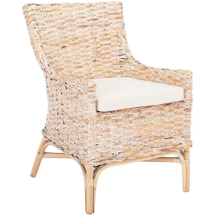 Accent Chairs-Kirklands Home washed Rattan Cristen Accent Chair White