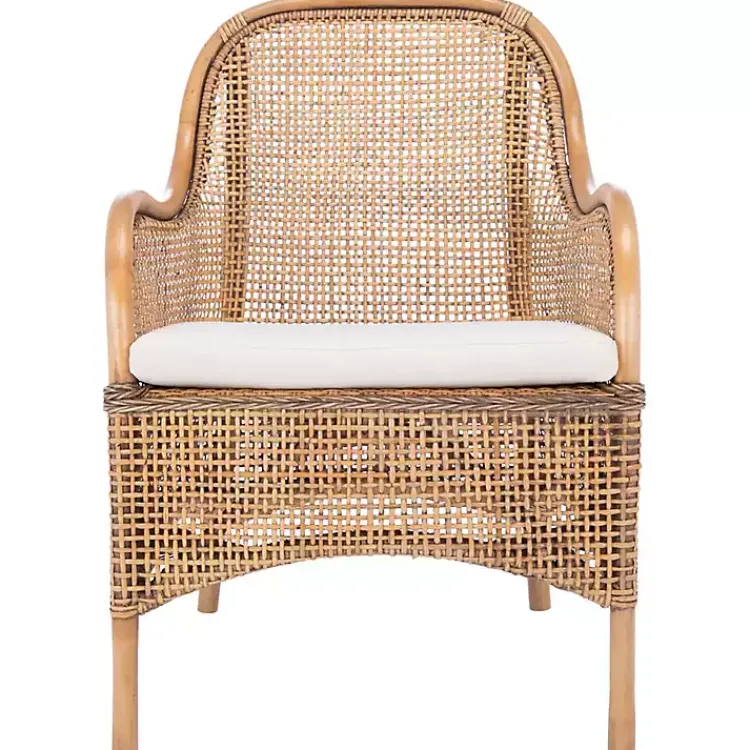 Accent Chairs-Kirklands Home Natural Rattan Charlie Accent Chair White