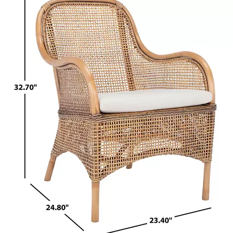 Accent Chairs-Kirklands Home Natural Rattan Charlie Accent Chair White