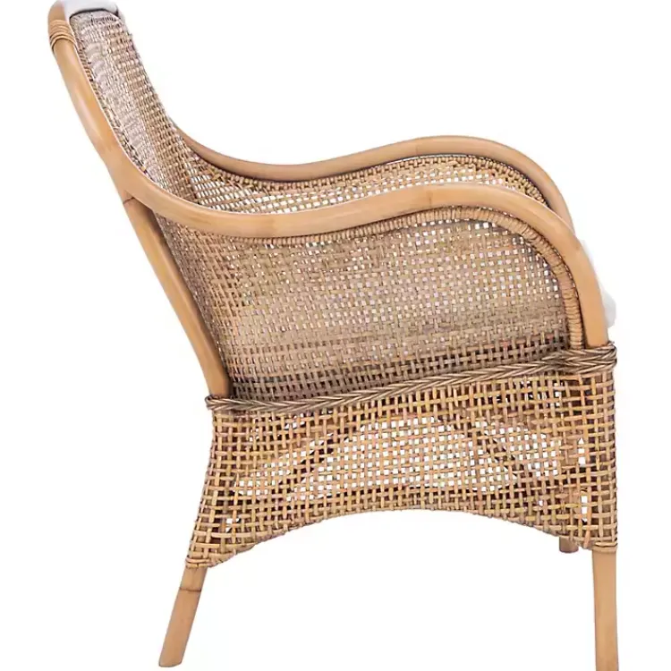 Accent Chairs-Kirklands Home Natural Rattan Charlie Accent Chair White