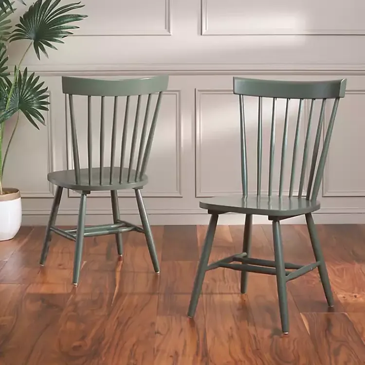 Dining Chairs-Kirklands Home Dark Parker Spindle Dining Chairs, Set of 2 Green