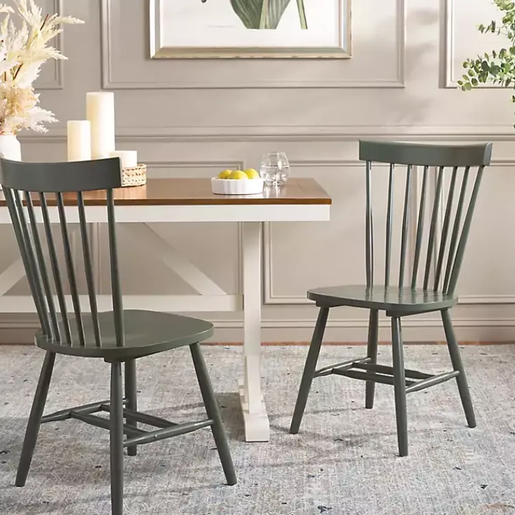 Dining Chairs-Kirklands Home Dark Parker Spindle Dining Chairs, Set of 2 Green
