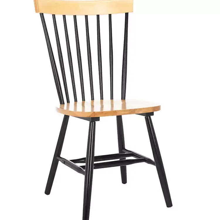 Dining Chairs-Kirklands Home Two-Tone Parker Spindle Dining Chairs, Set of 2 Black