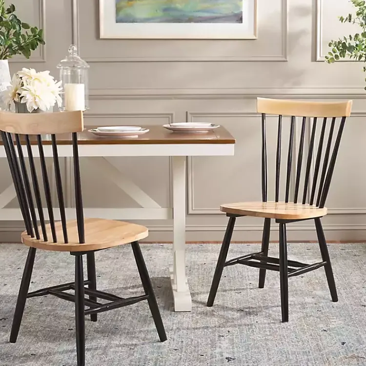 Dining Chairs-Kirklands Home Two-Tone Parker Spindle Dining Chairs, Set of 2 Black
