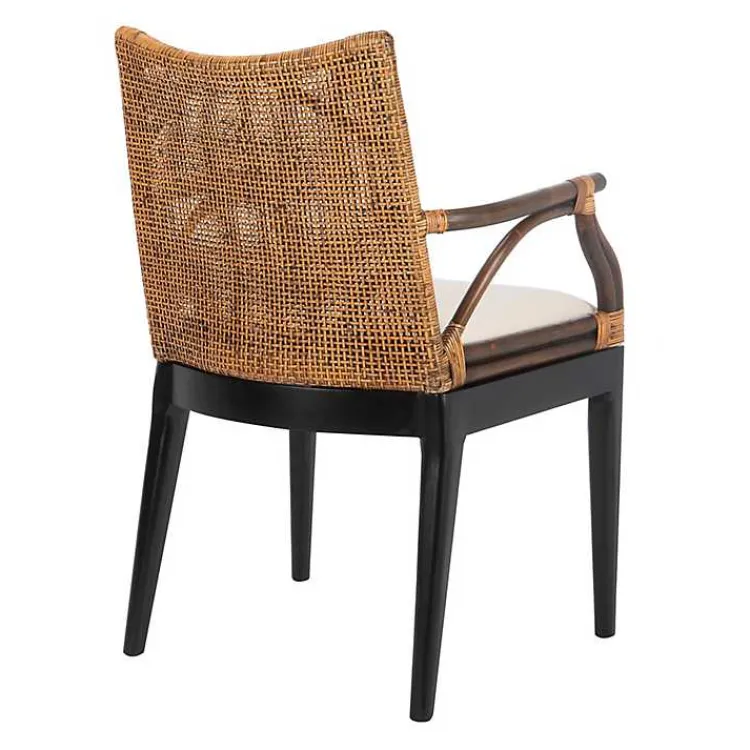 Accent Chairs-Kirklands Home Dark Rattan and Mahogany Gianni Accent Chair Brown
