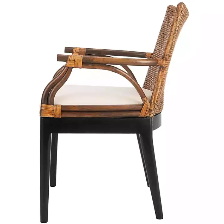 Accent Chairs-Kirklands Home Dark Rattan and Mahogany Gianni Accent Chair Brown