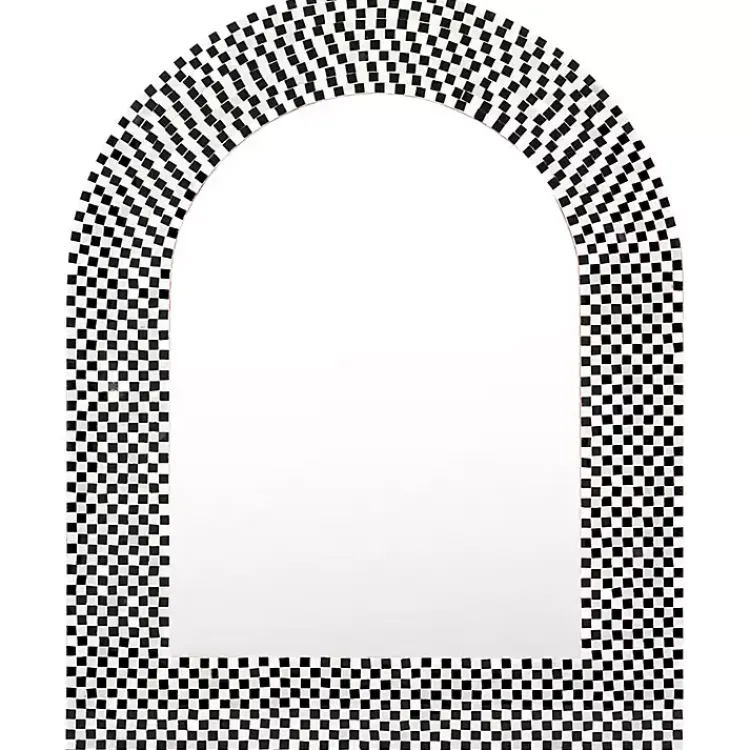 Decorative Mirrors-Kirklands Home Black and White Checkered Arch Wall Mirror