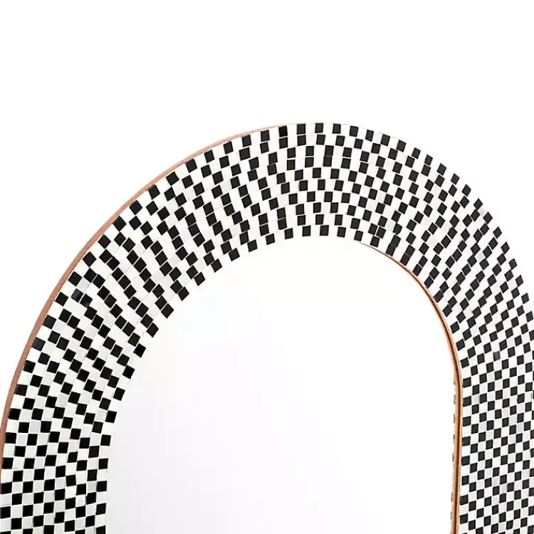 Decorative Mirrors-Kirklands Home Black and White Checkered Arch Wall Mirror