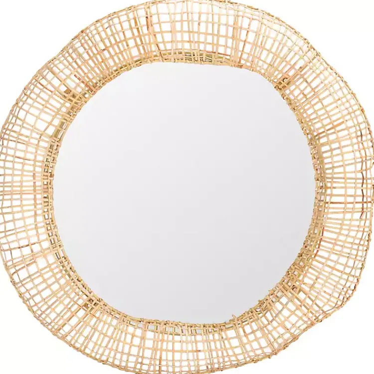 Decorative Mirrors-Kirklands Home Woven Natural Cane Round Alia Wall Mirror