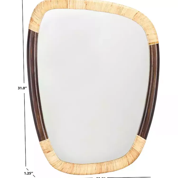 Decorative Mirrors-Kirklands Home Dark Wood and Natural Cane Abstract Wall Mirror