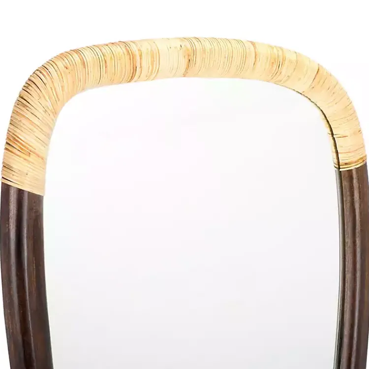 Decorative Mirrors-Kirklands Home Dark Wood and Natural Cane Abstract Wall Mirror