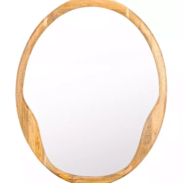 Decorative Mirrors-Kirklands Home Natural Wood Abstract Oval Wall Mirror