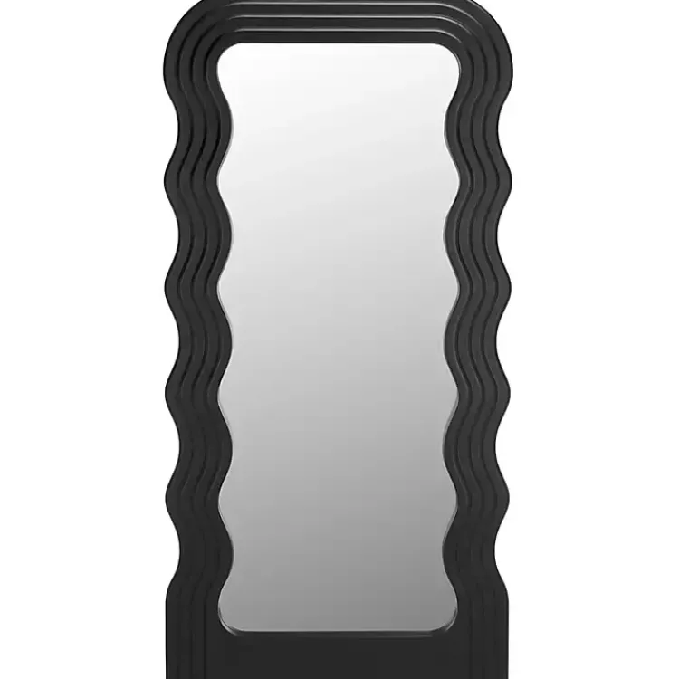 Full Length & Floor Mirrors-Kirklands Home Wavy Mayha Leaner Mirror Black