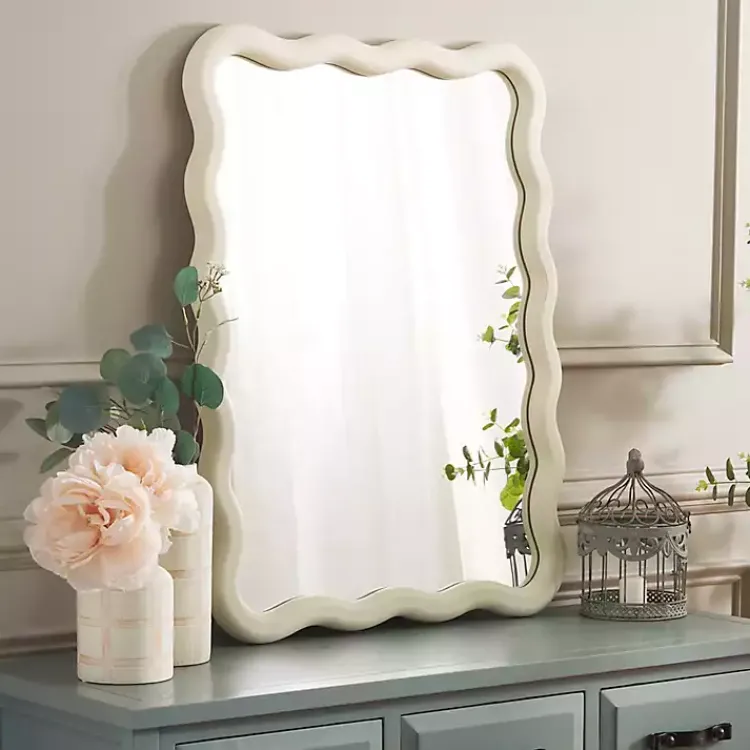 Decorative Mirrors-Kirklands Home Cream Wavy Izara Wall Mirror