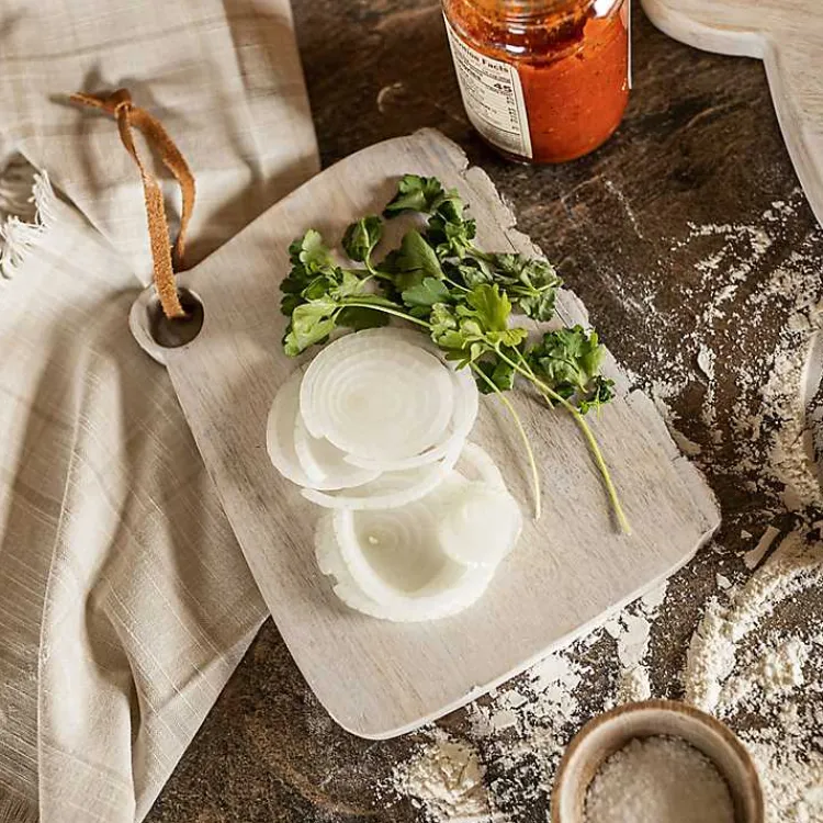 Serving & Entertaining-Kirklands Home Whitewashed Live Edge Wooden Cutting Board