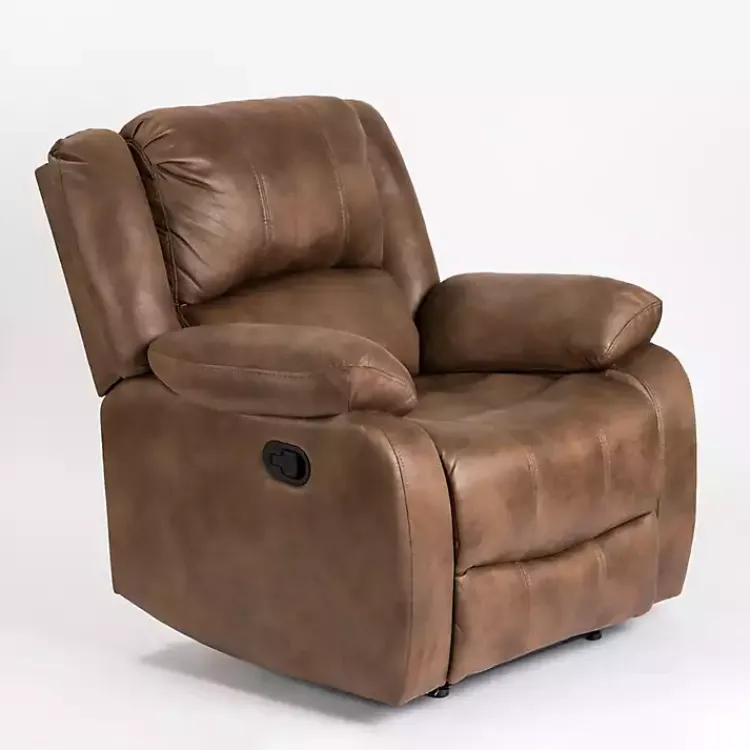 Accent Chairs-Kirklands Home Chocolate Faux Leather Barrett Recliner Brown
