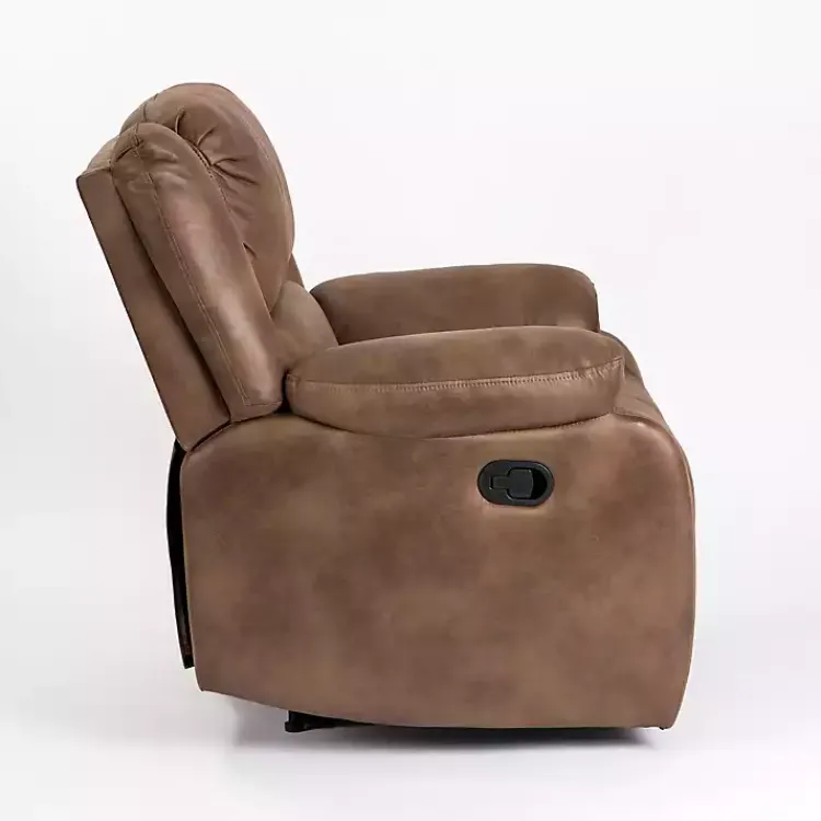 Accent Chairs-Kirklands Home Chocolate Faux Leather Barrett Recliner Brown