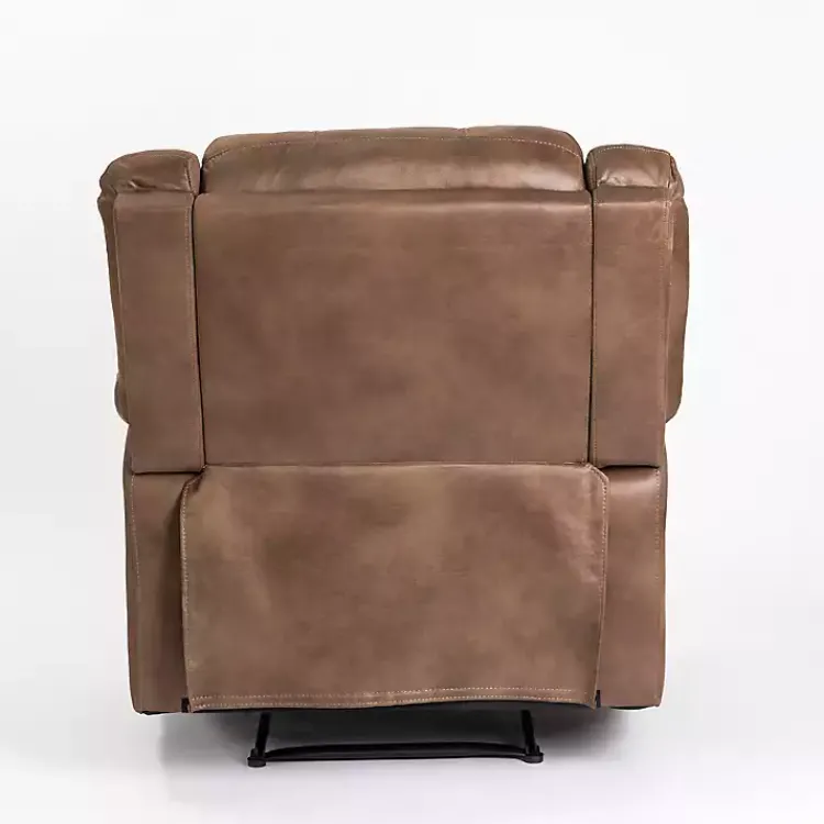 Accent Chairs-Kirklands Home Chocolate Faux Leather Barrett Recliner Brown