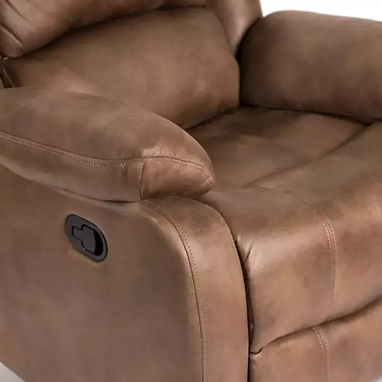 Accent Chairs-Kirklands Home Chocolate Faux Leather Barrett Recliner Brown