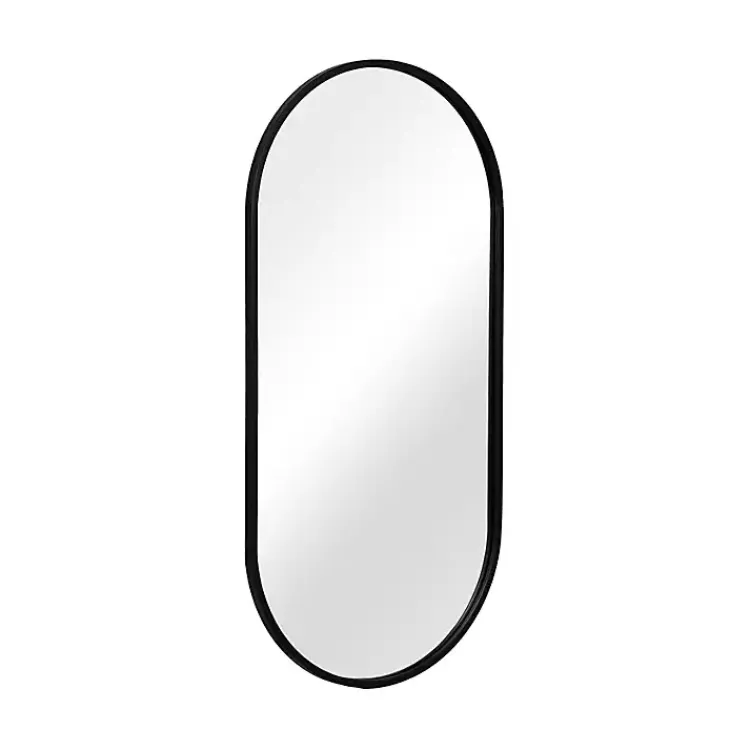 Decorative Mirrors-Kirklands Home Black Metal Capsule Wall Mirror