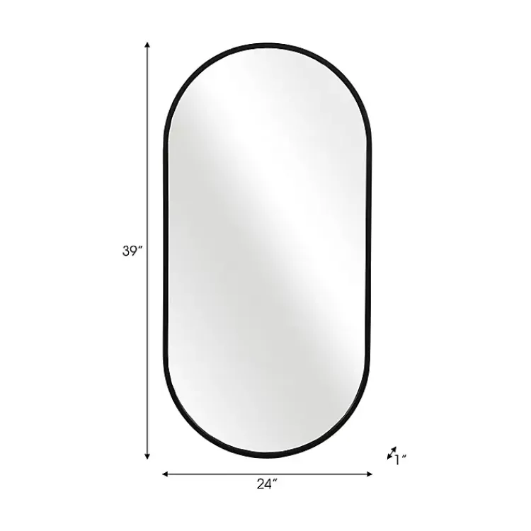 Decorative Mirrors-Kirklands Home Black Metal Capsule Wall Mirror