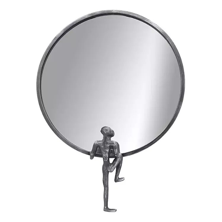 Decorative Mirrors-Kirklands Home Metal Figure Wall Mirror Black