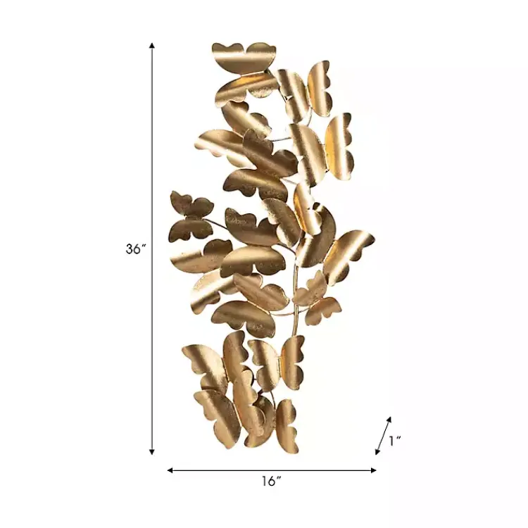 Wall Plaques-Kirklands Home Butterflies in Flight Wall Plaque Gold