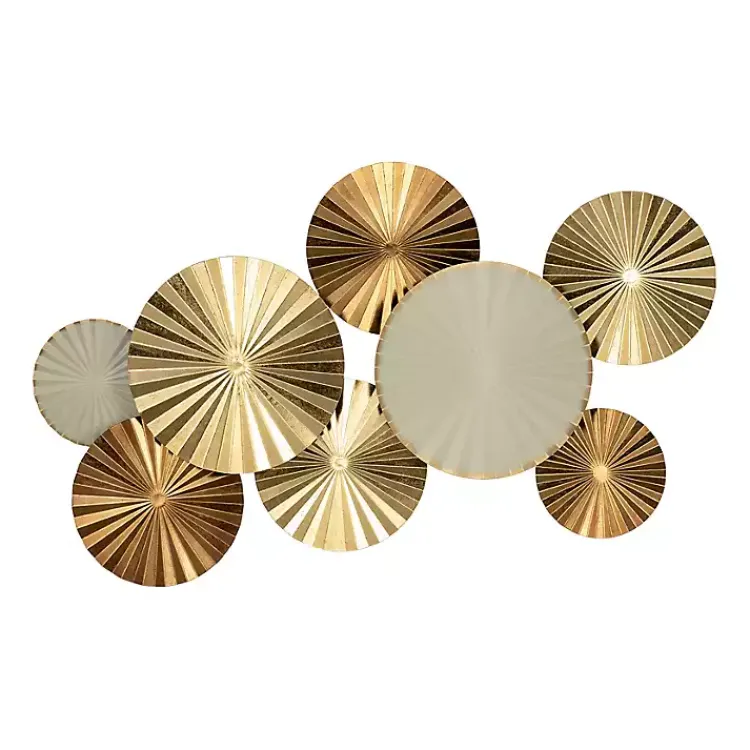 Wall Plaques-Kirklands Home Pleated Metal Discs Wall Plaque Gold