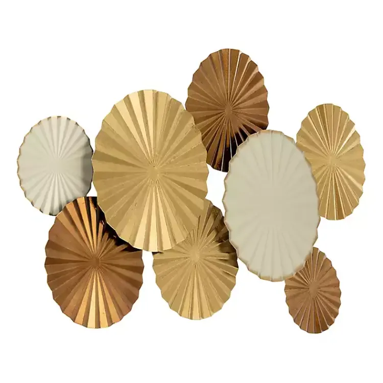 Wall Plaques-Kirklands Home Pleated Metal Discs Wall Plaque Gold
