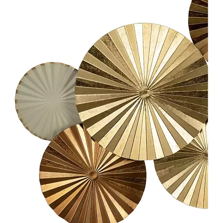Wall Plaques-Kirklands Home Pleated Metal Discs Wall Plaque Gold