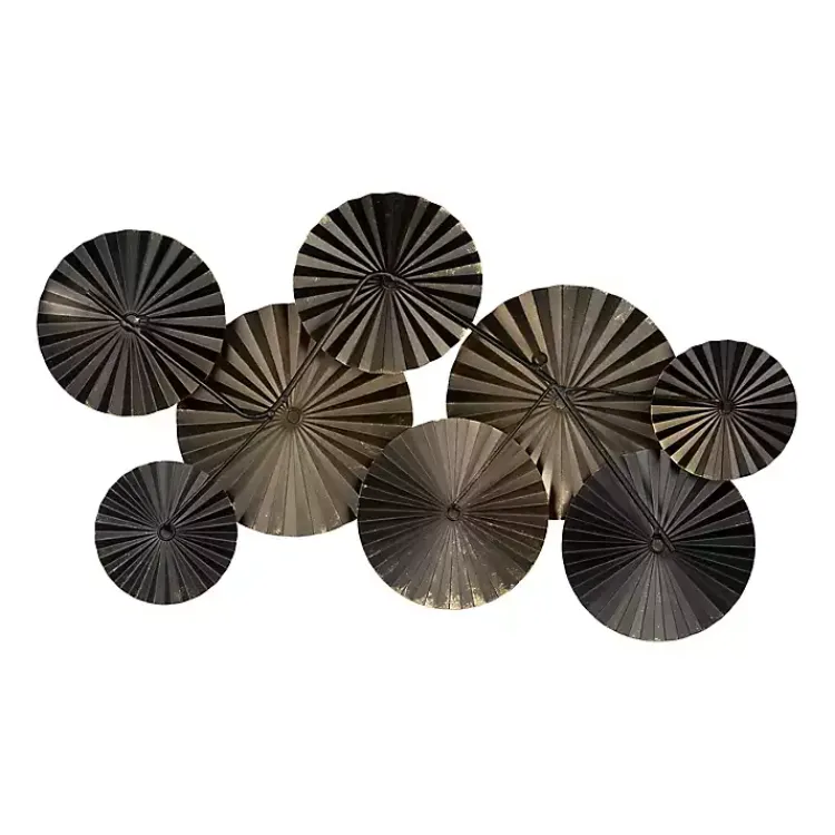 Wall Plaques-Kirklands Home Pleated Metal Discs Wall Plaque Gold