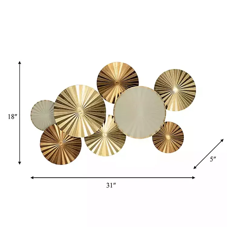 Wall Plaques-Kirklands Home Pleated Metal Discs Wall Plaque Gold