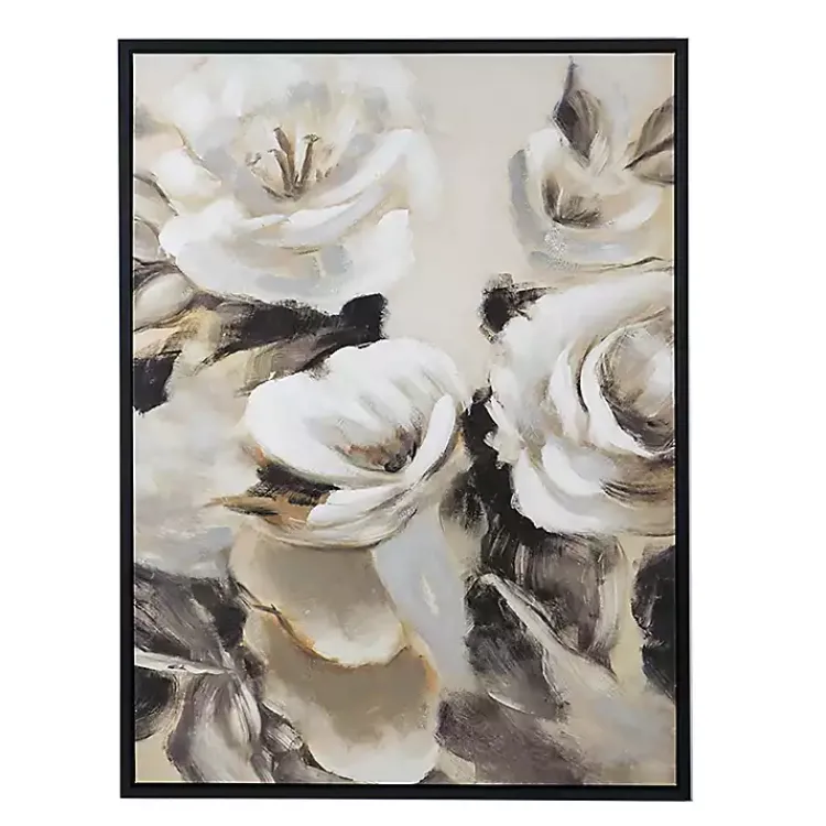 Canvas Art-Kirklands Home White & Gray Garden Flowers Framed Canvas Print