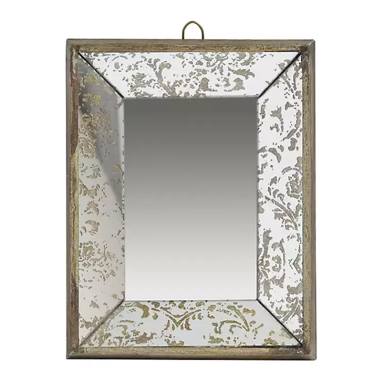 Decorative Mirrors-Kirklands Home Gold Weathered Frame Wall Mirror, 9x12