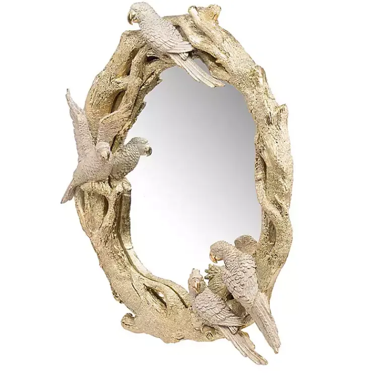 Decorative Mirrors-Kirklands Home Birds on Golden Branches Wall Mirror