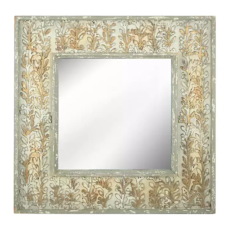 Decorative Mirrors-Kirklands Home Square Gold Leaves Wall Mirror