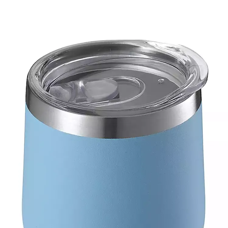 Glassware & Drinkware-Kirklands Home Light Stainless Steel Wine Tumbler Blue