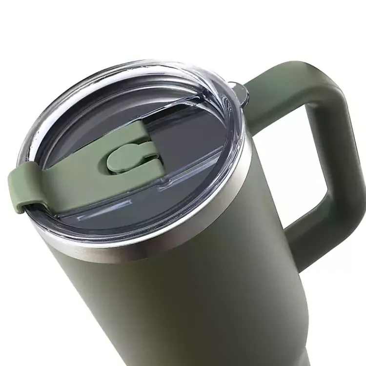 Glassware & Drinkware-Kirklands Home Sage 40 oz. Insulated Travel Tumbler Green