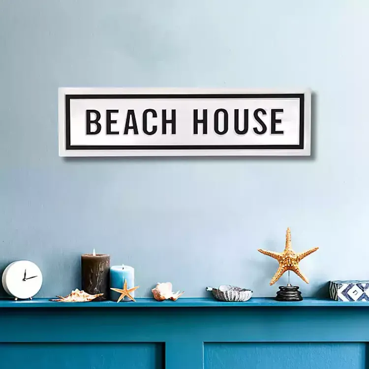 Wall Plaques-Kirklands Home Black and White Metal Beach House Wall Sign