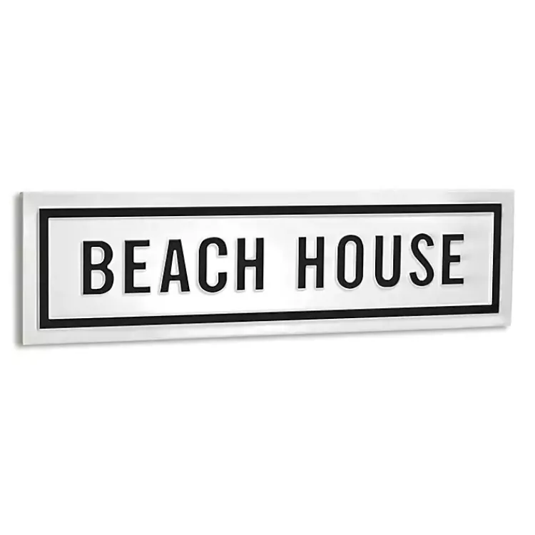 Wall Plaques-Kirklands Home Black and White Metal Beach House Wall Sign