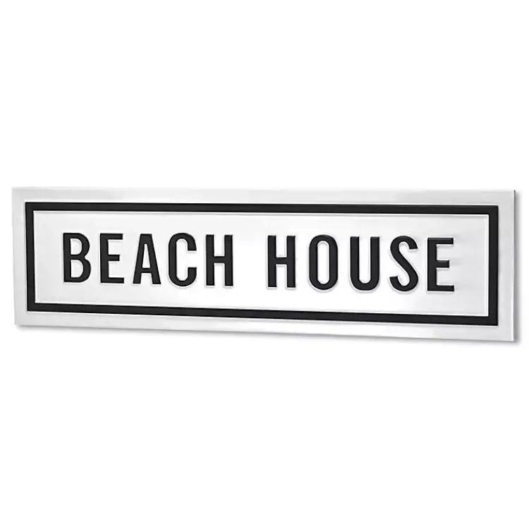 Wall Plaques-Kirklands Home Black and White Metal Beach House Wall Sign